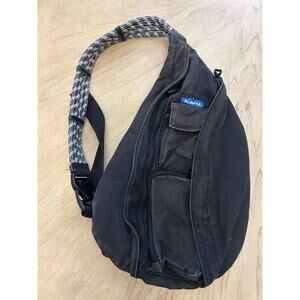 Kavu Rope Sling Back Stone Washed Faded Black Zip Hiking Outdoor Travel Strap